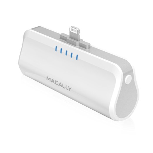 Macally MBP26L, Mfi, 2600mAh Portable Battery Charger for iDevices with Lightning Connector - White