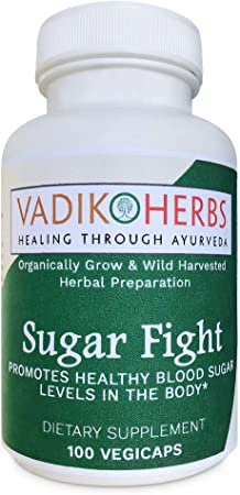 Certified Organic Vadik Herbs Sugar Fight Herbal Dietary Supplement | Promotes Healthy Blood Sugar Levels in The Body, Supports Healthy Glucose Metabolism (1 Pack)