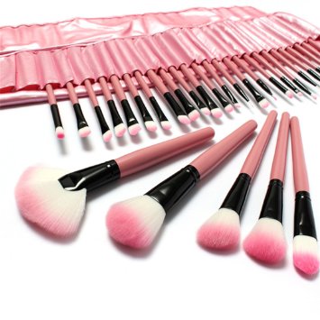 KUPOO Pink Make up Brusheset with Case (32, 32pink)