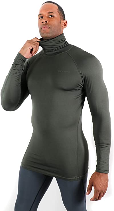 DEVOPS Men's 1~2 Pack Thermal Heat-Chain Compression Baselayer Tops Mock Turtleneck Long Sleeve T-Shirts