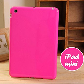 iPad Mini / Mini 2 Retina / Mini 3 Jelly Case, ANLEY Candy Fusion Series - [Shock Absorption] Jelly Silicone Bumper with Frosted Clear Hard Back Cover for Apple iPad Mini 3, 2 & 1 (Neo Pink)