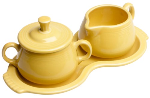 Fiesta Covered Sugar and Creamer Set with Tray, Sunflower