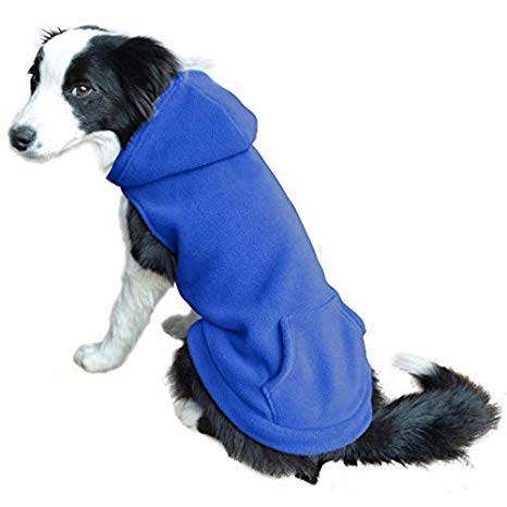 EXPAWLORER Fleece Dog Hoodies with Pocket, Cold Weather Spring Vest Sweatshirt with O-Ring