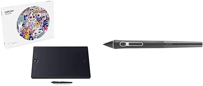 Wacom PTH860 Intuos Pro Digital Graphic Drawing Tablet for Mac or PC, Large, New Model, Black & Pro Pen 3D - KP505