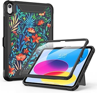 Soke Case for iPad 10th Generation 10.9-inch 2022, with Built-in Screen Protector and Kickstand, Rugged Full Body Protective Cover for New Apple iPad 10.9 Inch - Jungle Night