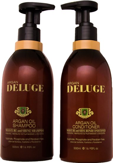 Moroccan Argan Oil Shampoo and Conditioner Sulfate Phosphate and Paraben Free Keratin and Omega 36
