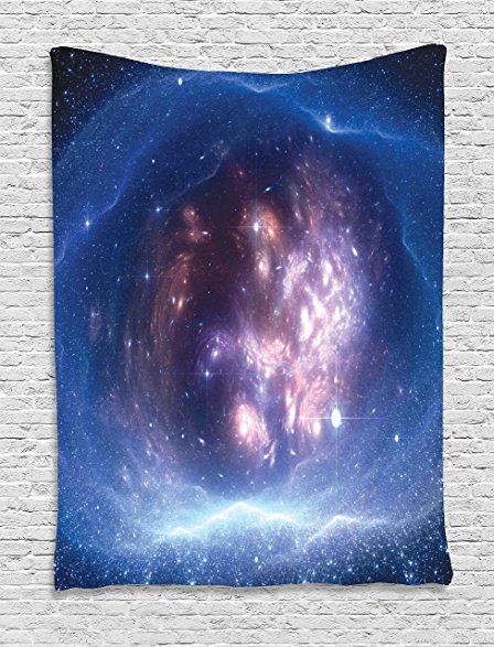 Space Decorations Tapestry Wall Hanging by Ambesonne, Outer Space Nebula Gas Cloud and Star Clusters Universe Cosmos Astronomy Art Print, Bedroom Living Room Dorm Decor, 60 x 80 Inches, Navy Purple