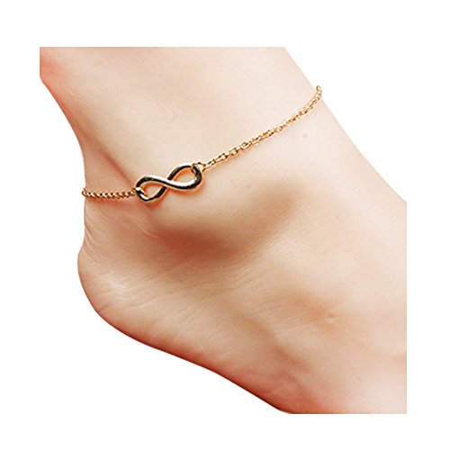 Daycindy Multi-layer Infinity Charm Imitation-pearls Beaded Chain Anklets for Women
