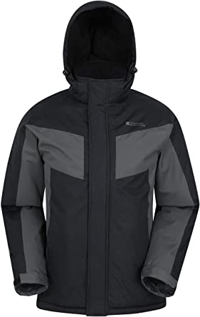 Mountain Warehouse Dusk Mens Ski Jacket - Water Resistant Rain Coat, Fleece Lining, Snow Skirt Mens Coat, Adjustable Hood & Cuffs - Ideal Ski Clothes in Winter