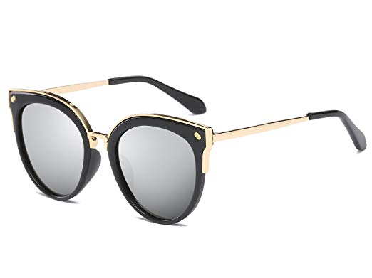 Bevi Women's Fashion Polarized Cat Eye Polycarbonate Metal Sunglasses 0932C