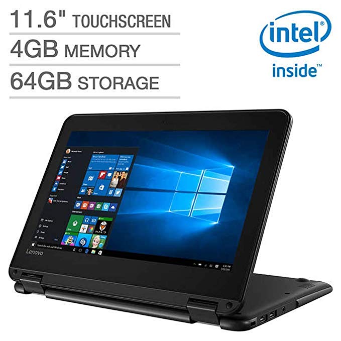 2019 New Lenovo 300e Flagship 2-in-1 Business Laptop/Tablet, 11.6" HD IPS Touchscreen, Intel Celeron Quad-Core N3450 up to 2.2GHz, 4GB DDR4, 64GB eMMC, Windows 10 S/Pro, Choose Flash Drive