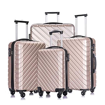 Apelila Carry On Luggage Sets,Travel Suitcase Spinner Hardshell Lightweight(Set of 4 Purple)