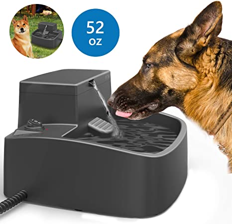 2020 Newest Dog Water Fountain,Upgraded 2 in 1 Cat Drinking Fountain and Heated Thermal Water Bowl Indoor Outdoor,Pet Heating Garden Water Feeder for Multi-Pet Chicken Squirrel,Winter Ice-Free,52oz