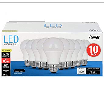 FEIT 60W LED Bulbs Non Dimmable 800L 5K 10PK