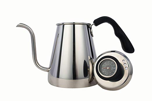 Meelio Pour Over Coffee Kettle and Tea Kettle 1L with Built-in Thermometer -Stainless Steel 18/8 Drip Kettle with Precision Gooseneck Spout for Home Brewing, Camping and Traveling