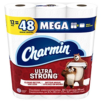 Charmin Ultra Strong Toilet Paper, 12 Mega Rolls Equal To 48 Regular Rolls, 12 Count