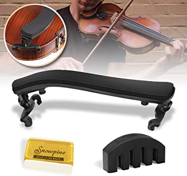 Violin Shoulder Rest for 4/4-3/4 size,Collapsible and Height Adjustable Feet,Violin universal Type Violin Parts soft safety easy to use,High strength sponge,Including Violin Mute and Violin rosin