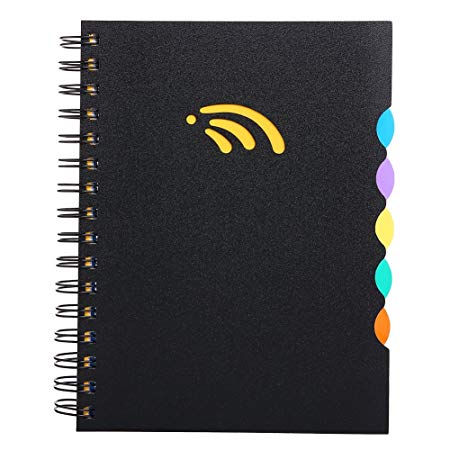 A5 Notebook, 5 Subject Spiral Notebooks and Journals, Wide Ruled, Lab Professional Notepad, Colored Dividers with Tabs, 5.83”×8.27”, 290 Pages, Hardcover Memo Planner for School Boys Girls Men Women