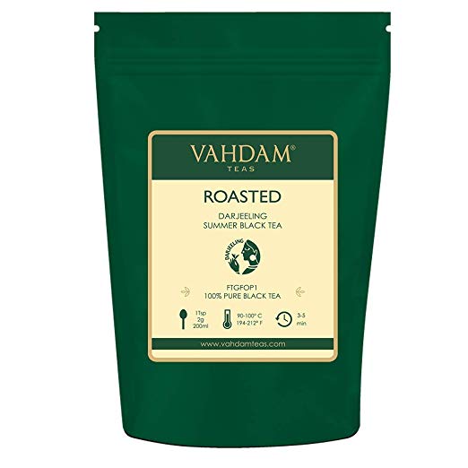 Roasted Darjeeling Tea (50 Cups) PRIME Second Flush Darjeeling Tea Leaves - Strong & Aromatic - Lopchu Darjeeling Tea Character, 100% Pure Unblended Darjeeling Tea, Packed at Source in India