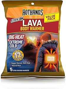 HotHands Lava Body Warmers - Up to 12 Hours of Consistent Heat - Bulk Value Pack of Air Activated Warmers - 5 Individual Warmers - Value Pack - Big Heat for Extreme Cold