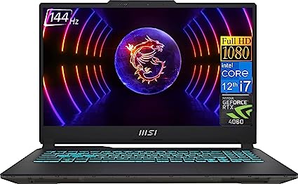 MSI Cyborg Gaming Laptop 2023 Newest, 15.6" FHD 144Hz Display, NVIDIA GeForce RTX 4060 Graphics, Intel Core i7-12650H Processor, 64GB DDR5 RAM, 2TB SSD, Backlit Keyboard, Wi-Fi, Windows 11 Home