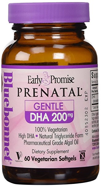 Bluebonnet Early Promise Prenatal Gentle DHA 200 mg Vegetable Capsules, 60 Count