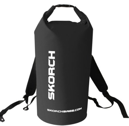 SKORCH Waterproof Backpack Dry Bag With Comfortable Black Padded Shoulder Straps, 40 litre Black. Beach, Kayak, Paddle Board, Camping, Sailing and Skiing.