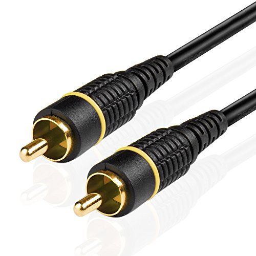 TNP Subwoofer S/PDIF Audio Digital Coaxial RCA Composite Video Cable (3 Feet) - Gold Plated Dual Shielded RCA to RCA Male Connectors - Black