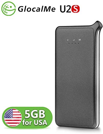 GlocalMe U2S WiFi Hotspot with 5GB for USA, Portable 4G MIFI Mobile Pocket WiFi Device International for Travel