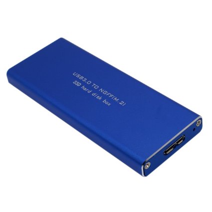 SNANSHI USB 3.0 to NGFF M.2 (B Key SSD Only) SSD Hard Disk Box External Enclosure Case Blue