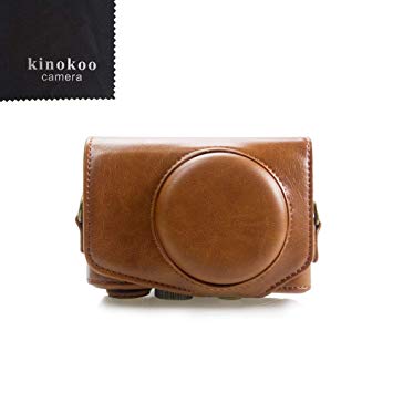 kinokoo Canon PU Leather Camera Case with Shoulder Strap for Canon PowerShot SX720 HS SX730 and SX740 HS (Brown)