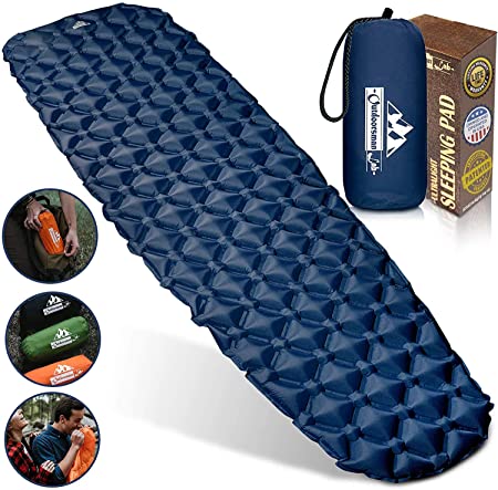 Outdoorsman Lab Sleeping Pad for Camping - Patented Camp Mat, Ultralight (14.5 Oz) - Best Compact Inflatable Air Mattress for Adults & Kids - Lightweight Hiking, Backpacking, Outdoor & Travel Gear