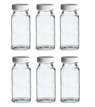 Nakpunar 6 pcs 6 oz Glass Spice Jars with Shaker and White Lid ...