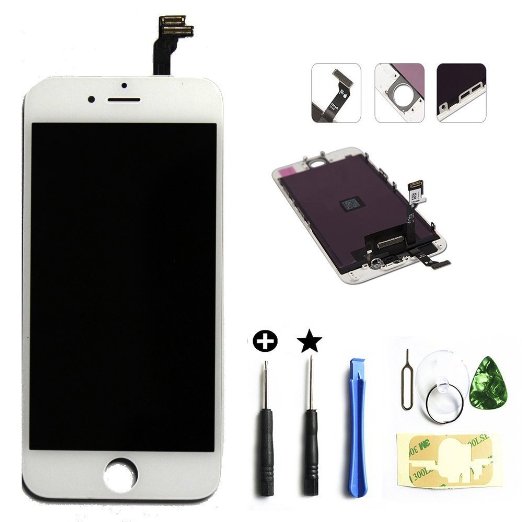 LCD Touch Screen Digitizer Frame Assembly Full Set LCD Touch Screen Replacement for iPhone 6(4.7inch) (White)