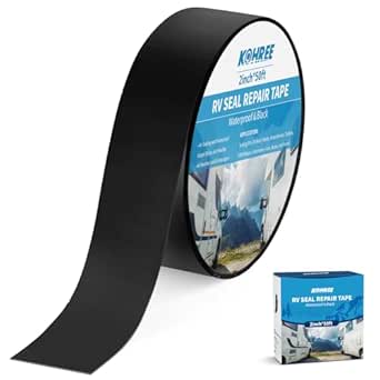 Kohree RV Sealant Tape, 2 Inch x 50 Foot RV Roof Tape Black, UV & Weatherproof Butyl Sealant Roofing Tape for RV Repair, Window, Boat Sealing, Truck Stop Camper Roof Leaks