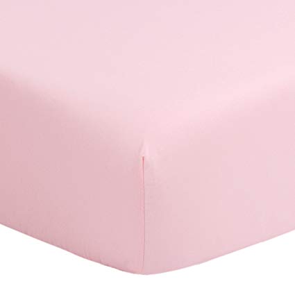 TILLYOU Premium Egyptian Cotton Crib Sheet for Girls, Soft Hypoallergenic Fitted Toddler Sheets, Breathable Comfortable Cozy, 28"x52" Fits Standard Crib and Toddler Mattress, Lt Pink