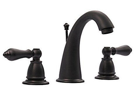Derengge New 8 Widespread Two Handles Oil Rubber Bronze Bathroom Faucet with Pop up Drain