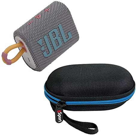 JBL GO 3 Waterproof Ultra Portable Bluetooth Speaker Bundle with gSport Deluxe Hardshell Case (Gray)