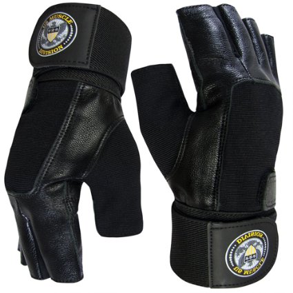 Weight Lifting Gloves - Soft Leather Gym Gloves With Wrist Support   Double Stitched Fingers And Palm - Breatheable Mesh Lycra On Back   Easy Open Finger Tab Size Adjuster