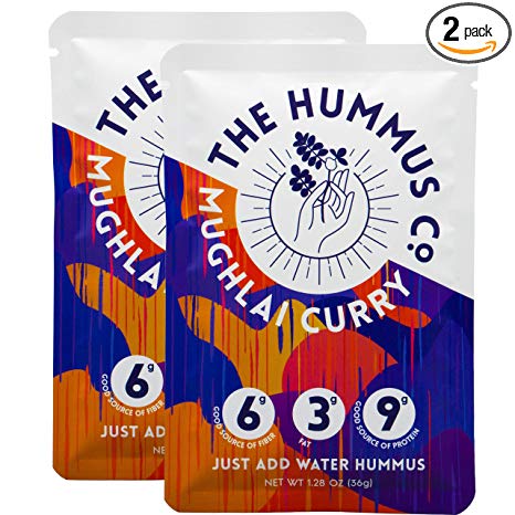 Just Add Water Hummus Singles: A Fresh Twist on Hiking Food, Backpacking Food, Camping Food, and Instant Food. This Pocket Friendly Hummus Mix Snack Pack is Hummus Made Easy. (Mughlai Curry)