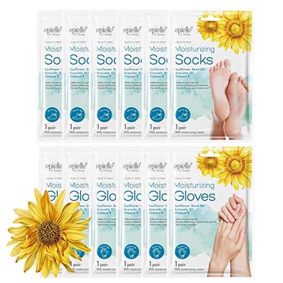 NEW Epielle Moisturizing Hand & Foot Masks (Glove & Socks 12pk) for Dry Hand, Dry & Cracked heel Spa Masks Sunflower Seed Oil   Avocado Oil   Vitamin E STOCKING STUFFERS