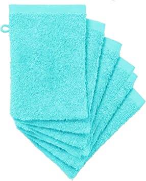 Adore Home 6 x Premium Quality Wash Mitts Absorbent Flannel Face Mitt Body Scrub, Turquoise