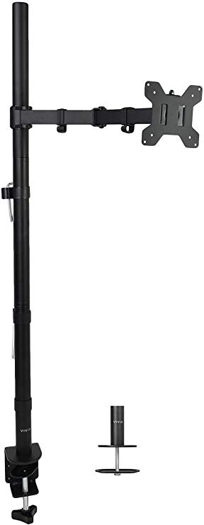 VIVO Single Monitor Stand up Mount Extra Tall 39" Pole Adjustable Stand/Fits One Screen up to 27" (STAND-V011)