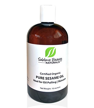 NEW! 16 ounce USDA Certified Organic Sesame Oil for Oil Pulling   Skincare. HOW-TO Oil Pull Guide url on PET-Safe Bottle. Holistic Practice. Whiter Teeth & Healthy Gums, Improved Wellness.