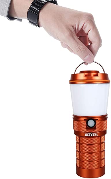 Camping Lantern，Sofirn BLF LT1 Rechargeable Water Resistant Dimmable LED Flashlight for Hiking, Hurricanes, Storms, Emergency, Outdoors, Survival, Bushcraft (Orange)