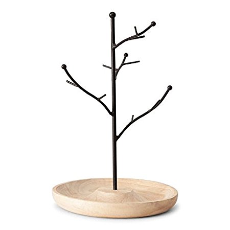 Unique, Stylish Iron and Wood Jewelry Tree/Stand/Holder,  Keeps Earrings, Bracelets, Rings and Jewelry Organized and On Display