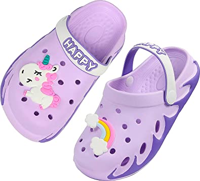 Weweya Kids Garden Clogs Summer Cute Sandals Slippers with Cartoon Charms for Boys Girls Toddler Outdoor Indoor