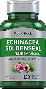 Piping Rock Echinacea Goldenseal Capsules | 1400mg | 120 Vegetarian Capsules | Non-GMO, Gluten Free Supplement