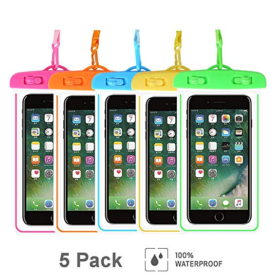 4 LEAF Waterproof Phone Pouch Glow in The Dark Universal Waterproof Phone Case Dry Bags Luminous Frame Large Size Compatible with iPhone 11 Pro Max XR 8 Plus Samsung Galaxy Google Pixel LG HTC Nexus
