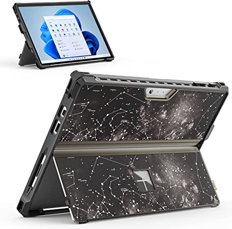 MoKo Case for Microsoft Surface Pro 7 Plus/Pro7/Pro 6/Pro 5/Pro 4/ LTE - All-in-One Rugged Cover Case with Pen Holder, Kickstand Protective Case, Compatible with Type Cover Keyboard, Nebula Map